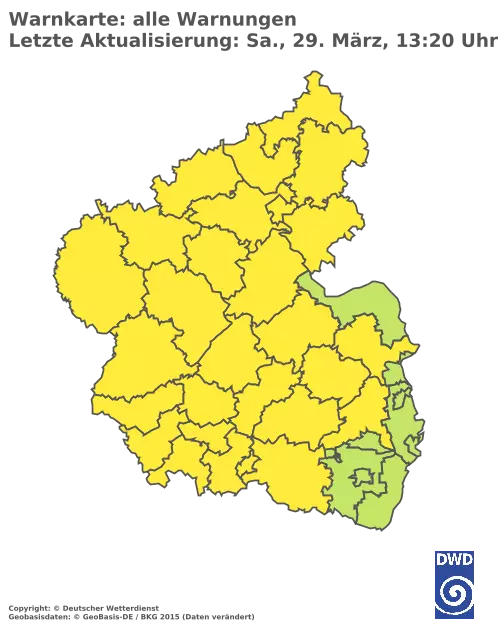 Aktuelle Wetterwarnungen für  Mainz-Bingen und Stadt Mainz